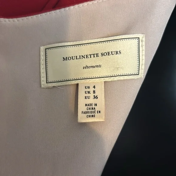 Anthropologie Moulinette Soeurs Red Laser Cut Dress Size 4 - Picture 5 of 7